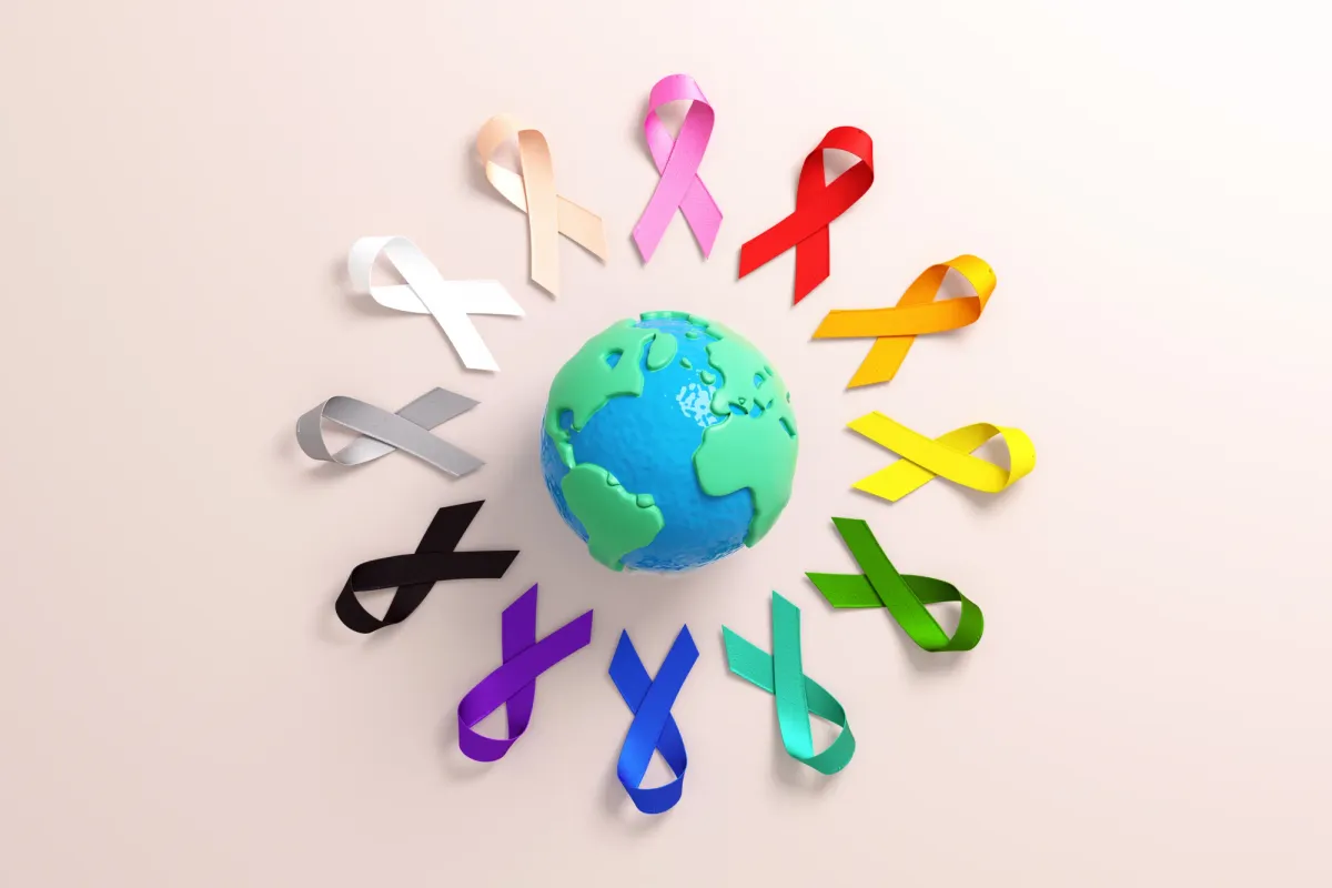Rubans de sensibilisation colorés disposés en cercle