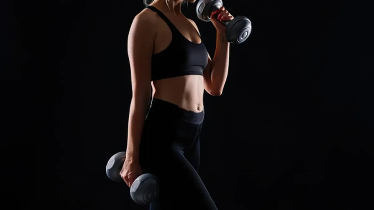 Femme en tenue de sport soulevant un haltère